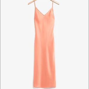Express Satin V-Neck Midi Slip Dress